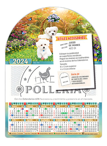 700 Calendario Len Cartulina Chico +imán + Impreso Anli