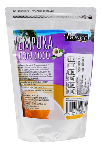 Pan Molido Harina Tempura Con Coco 500gr Bonet