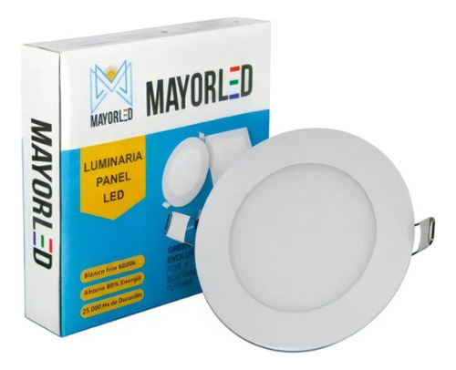 Panel Led Embutir Redondo 6w Luz Fria Spot 220v Mayorled x 10u