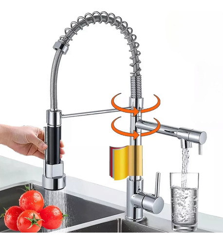 Grifo Giratorio De 360 Grados Para Cocina Plateado