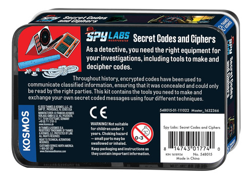Thames Kosmos Spy Labs Inc: Códigos Secretos Y Cifradores Ap
