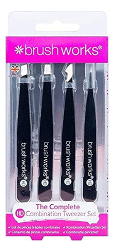 Brushworks Hd Juego De Pinzas Combinadas De 4 Piezas - Negro