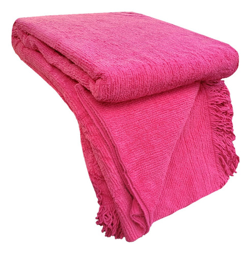 Colcha Chenille Queen Casal Estilo Antiga Tradicional Madrid Cor Rosa-chiclete Bordado