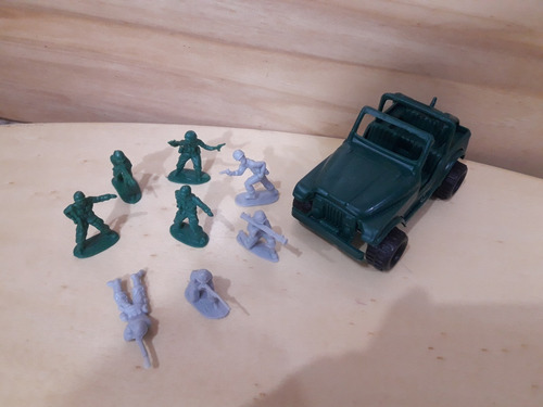 Imagen 3 de 7 de Set Combate Soldados Plastico Con Jeep 8 Soldados Dc271