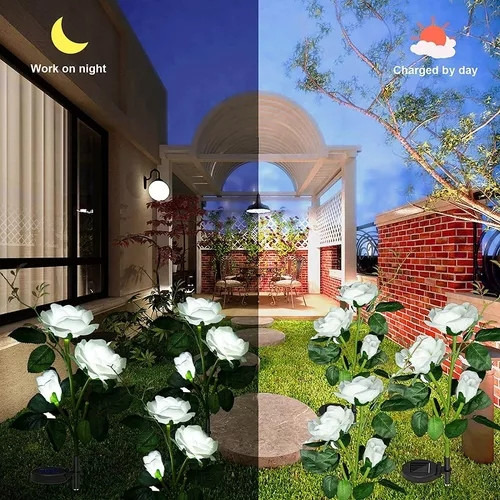 Luces Solares De Jardín, Luces De Flores Para Exteriores, 2