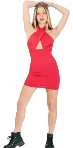 Vestido De Noche Elegante Corto Mujer Lycra Ajustado