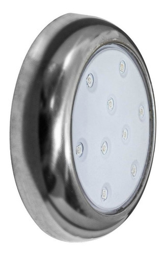 Luminária Piscina Led Ø80mm 9w Cromado Azul / Br.frio St1849