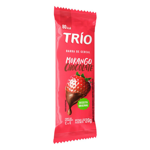 Imagem 3 de 5 de Barra de Cereal Morango Cobertura Chocolate Trío Pacote 20g