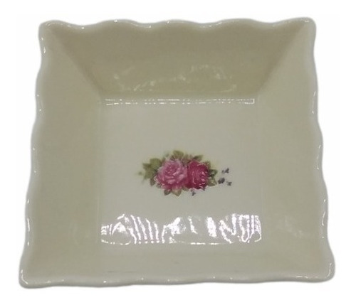 Bowl Cuadrado Porcelana Diseño Rosas 10.5 Cm Oferta Ult Unid
