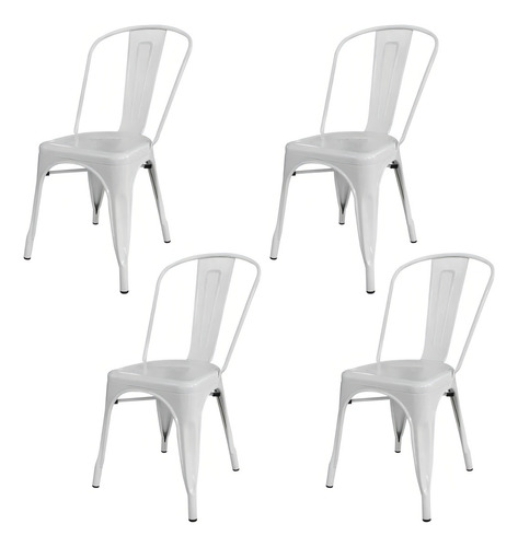 4 Sillas Tolix de metal para comedor de exterior color blanco