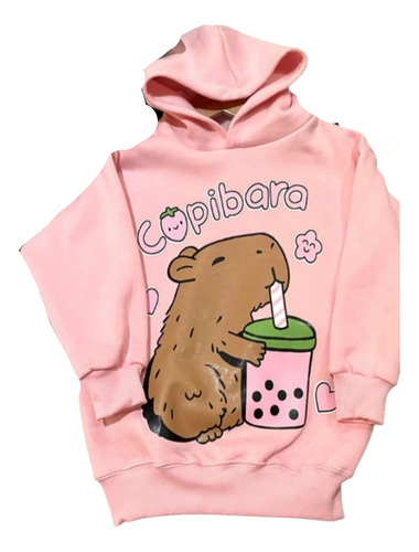 Buzo Capibara Frizado Estampada Con Capucha Nena Unisex