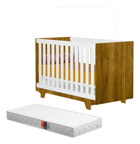 Tigus Life 3922 Convencional berço life mini cama com colchão infantil para quarto de menino e menina cor Marrom