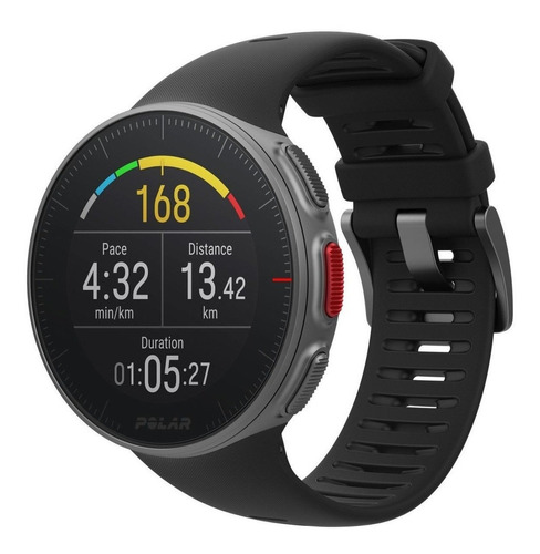 Smartwatch Polar Vantage V 1.2" caja de  acero inoxidable  gris, malla  negra de  silicona