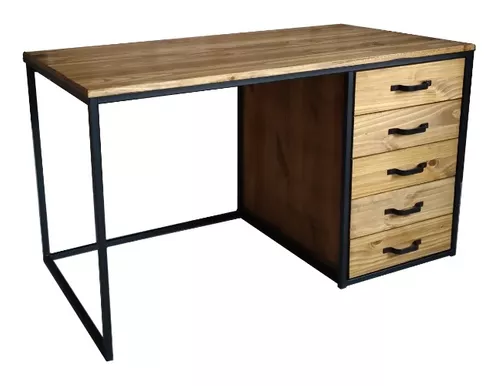 Mesa Escritorio Industrial Madera Maciza 160x60x75 Pata 4cm