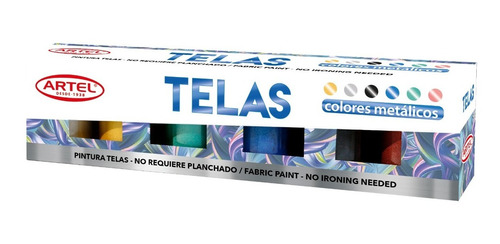 Estuche Pinturas Telas Metalica 6 Colores 15ml Artel