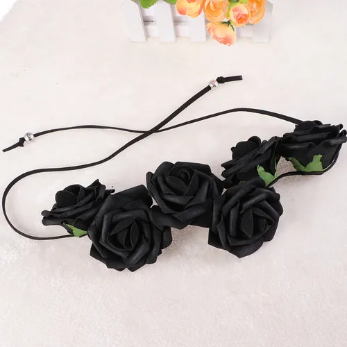Diadema Floral Con Flores De Novia Con Rosas Negras