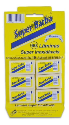 60 Laminas De Barbear Super Barba Premium Barbearia Original