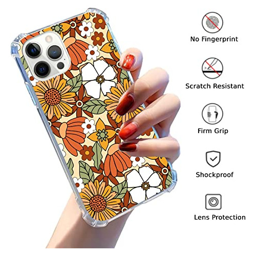 Funda Para iPhone 13 Pro Vintage Retro 70s Floral Tpu (therm