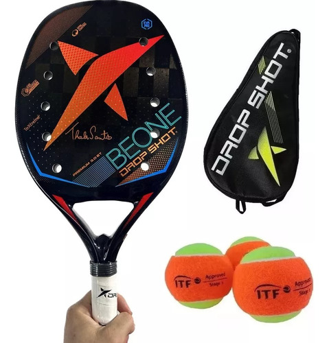 Raquete De Beach Tennis Drop Shot Premium 2.0 Carbono 24k