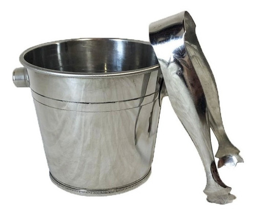 Imagen 1 de 4 de Balde De Hielo Hielera P/ Mesa 2 Personas Acero Inox + Pinza