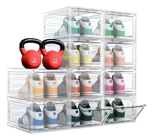  Cajas de Zapatos Apilables zapatero  Genérica Genérica Caja de almacenamiento de zapatos color transparente