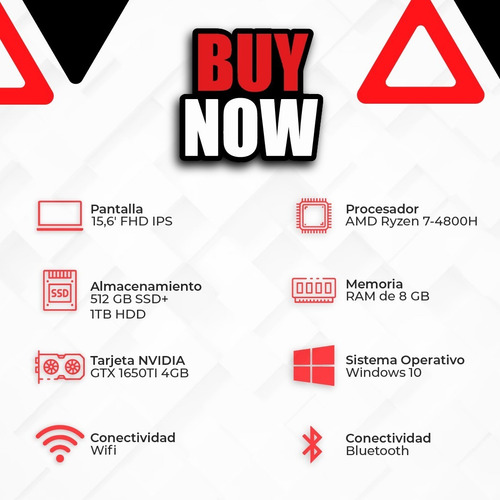 Imagen 2 de 8 de Lenovo Gaming 15.6 - R7 - 8ram - 512ssd + 1tb Hdd- Gtx 4gb
