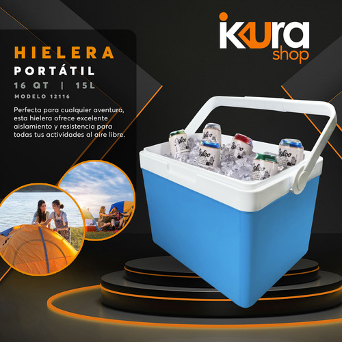 Hielera Portátil 16qt 15lts Adir 12115 Para 24 Latas Azul