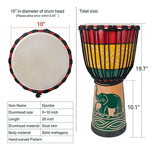 Lotmusic Djembe African Drum Bongo Congo Stardard Size Mahog