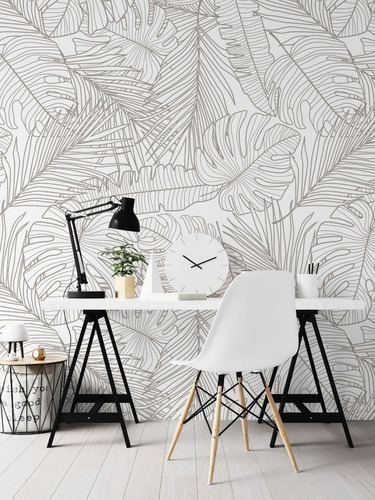 Vinilo Deco Empapelado Pared Monstera Hojas Tropicales 01