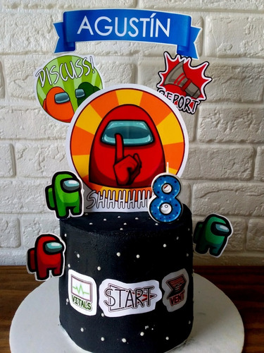 Imagen 6 de 9 de Caketopper Among Us Adorno Torta Personalizado+cupcake