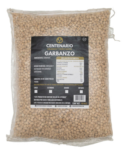 Garbanzo Centenario Premium Tamaño Estándar - 10 Kg