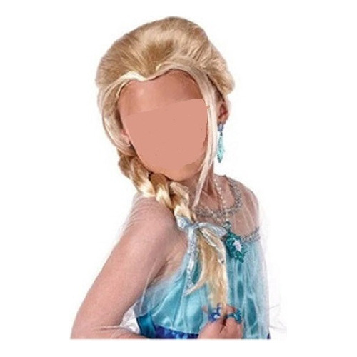 Peluca Lisa Rubia Con Trenza Elsa Frozen Talla Unica Niña