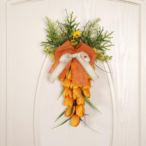 Corona De Zanahoria De Pascua Para Puerta Delantera, Corona