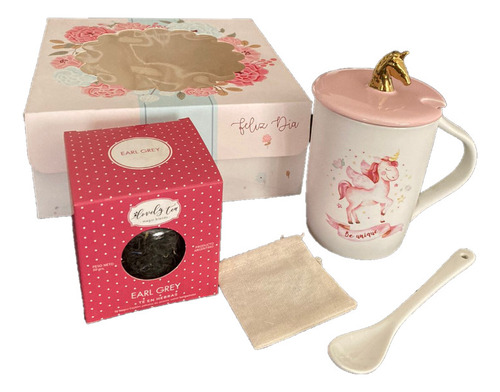 Kit Box Regalo Taza Para Mujer Con Té En Hebras Y Accesorios