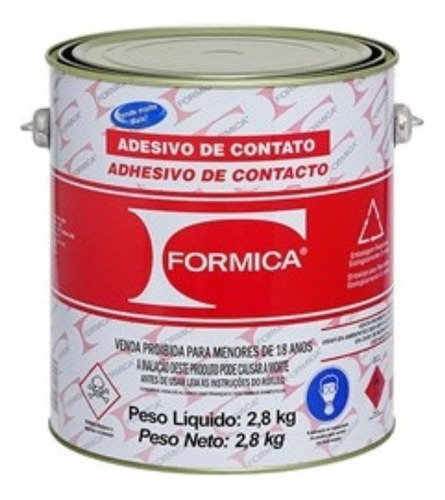 Cola Madeira Formiline Cola de contato tradicional 2,8kg - formica - Vermelho