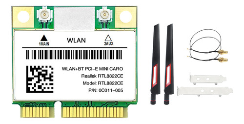 Kit De Tarjeta Wifi Rtl8822ce+antena 1200 Mbps 2.4 G+5 Ghz 8