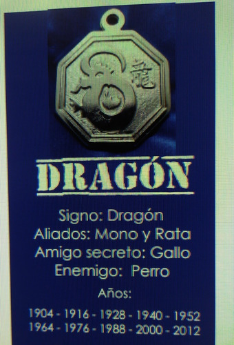 Feng Shui: Medallón / Amuleto. Horóscopo Chino - Dragón.