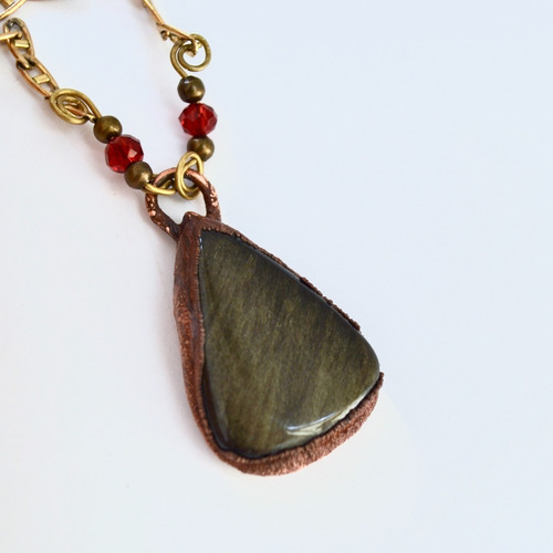 Collar Obsidiana Dorada, Piedra Preciosa Natural , Cod1