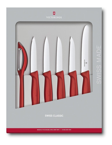 Set Cuchillos Mondadores Swiss Classic Rojo 6 Pzs Victorinox