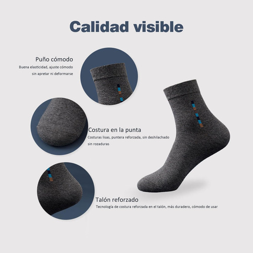 5 Pares 100% Algodón, Calcetines Media Pantorrilla -