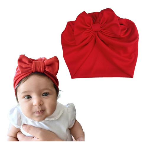 Turbante Bebê Menina Gorro Laço Fashion  Cor Vermelho