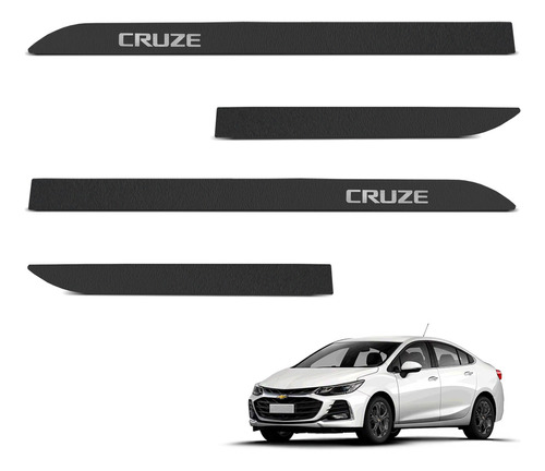 Jogo De Friso Lateral Cruze 2011 2012 2013 Preto Texturizado