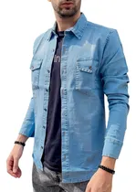 Comprar Camisa Jean Hombre Slim Fit Denim Entallada Manga Larga