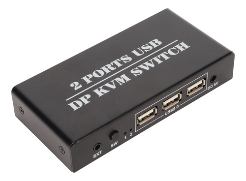 Conmutador Kvm Hd Displayport, 2 Puertos, 4k, 60 Hz, Modo Du