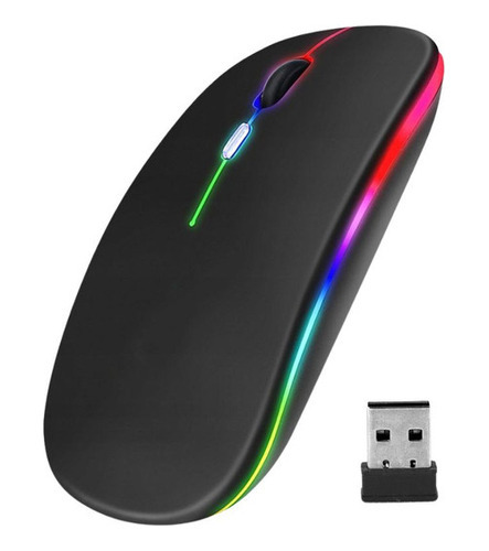 Mouse Sem Fio Recarregável Led Carregador Bateria 1600dpi