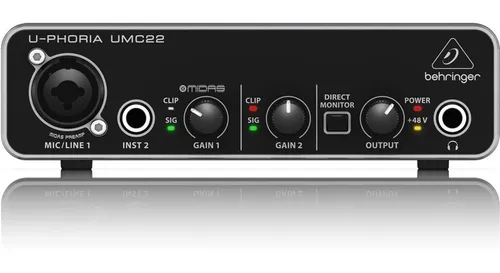 comprar Interface De Áudio U-phoria Umc22 Behringer Usb Pré Midas