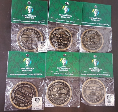 6 Medalha Moeda Copa América Brasil 2019 Jogos Argentina 