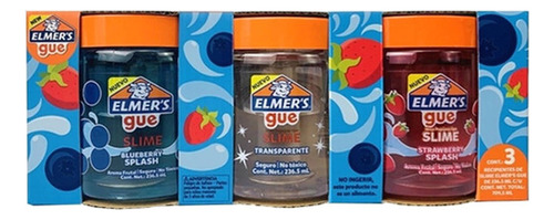 Elmer's Gue Kit De Slimes. Arandano, Frutilla Y Transparente