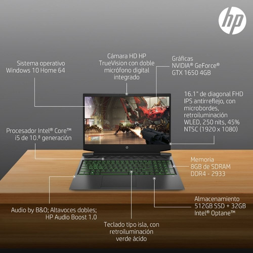 Imagen 6 de 8 de Notebook Hp Gamer 16-a0061la I5 10300h 8gb 512gb 1650 Win 10