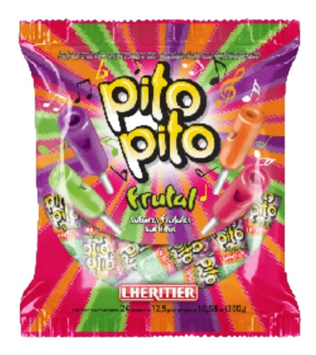 Pito Pito Silbato Chupetín Frutal Lheritier - Paquete X 24u